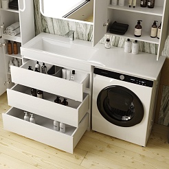 Style Line Тумба с раковиной Даллас 150 L 3 ящика под стиральную машину – фотография-3